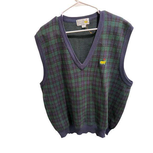 Augusta National Golf Shop Sweater Vest XXL Slazenger Green Plaid Masters Logo - Picture 10 of 15